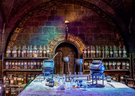 BELECO 7x5ft Fabric Vintage Chemistry Lab Backdrop Magic School Laboratory Potions Classroom Background Spooky Witch's Room Halloween Party Decorations Mad Scientist Lab Party Decor Photo Props