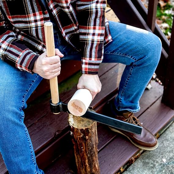 Lehman's Wood Froe and Mallet Set, for Wood-Splitting, Making Kindling and Woodworking, USA Made