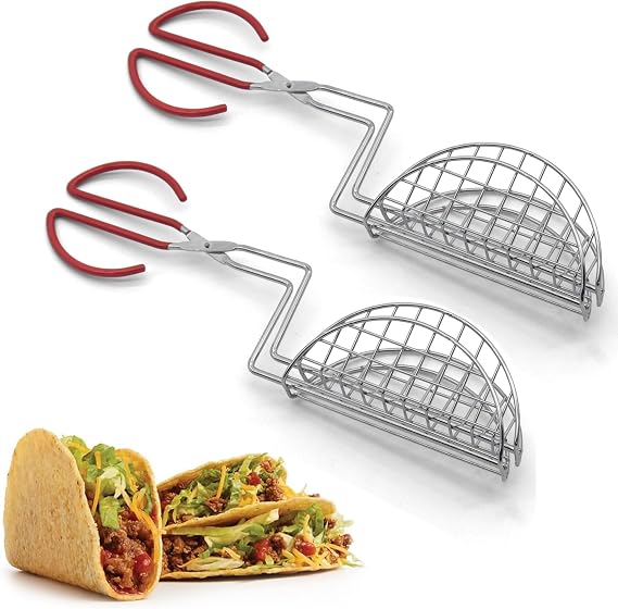 Taco Shell Tongs for Frying by StarBlue - 2 Units 6 Inch U-shaped Easy-Grip Tool for Making Crispy Taco Shells - Heat-Resistant and Dishwasher Safe