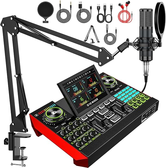 tenlamp G10 Audio Mixer Bundle with Microphone for Creators