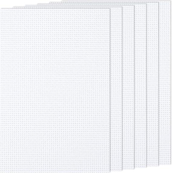 6 PCS Cross Stitch Aida Fabric 14 Count, 18 by 12 Inch, Classic Reserve Cross Stitch Aida Cloth for Home DIY Embroidery Decoration, White
