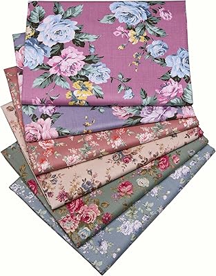 Hanjunzhao Retro Floral Fat Quarters Fabric Bundles 18 x 22 inch for Quilting Sewing Crafting
