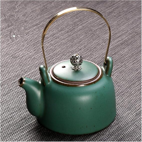 Antique teapot handle pot ceramic retro tea maker household single pot tea kettle capacity 220ml