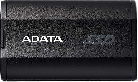 ADATA SD810 512G Portable External Solid State Drive - Up to 2000MB/s, USB 3.2 Gen 2x2, USB-C, IP68 Water Resistance, Reliable Storage for Gaming, Students, Professionals (Black, 500GB SSD)