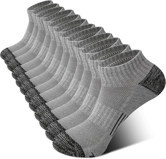 BAMBOO COOL Men's Ankle Socks Athletic Low Cut Cushioned Moisture Wicking, Running Socks Arch Support Breathable, 6 Pack