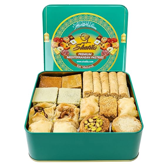 Shatila Food Products Mixed Baklawa Tin, Approx 54-Pieces