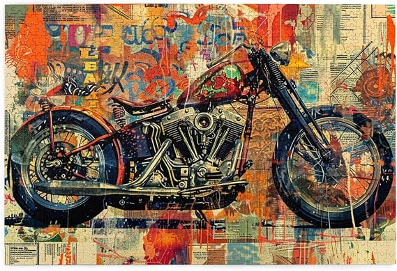 1000 Pcs Adult Wooden Puzzles - Motorcycle Scene,Unique Theme,Ideal for Puzzle Lovers & Gifts,Enjoy The Puzzle Solving Process,Stress Relieving Pleasure,Gifts Fro Friends and Family