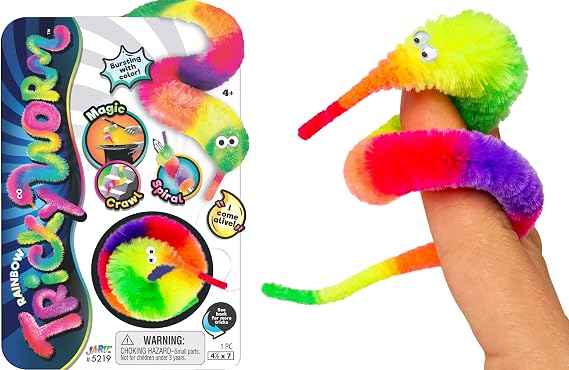 JA-RU Fuzzy Worm Fidget Toy on a String (1 Pack) 5219-1A