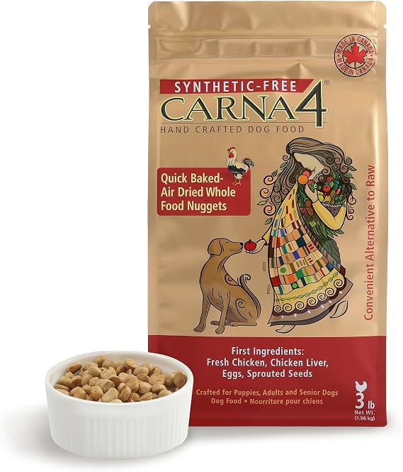 CARNA4 Gentle Quick-Baked Air-Dried Dog Food, Chicken Recipe, 3lb
