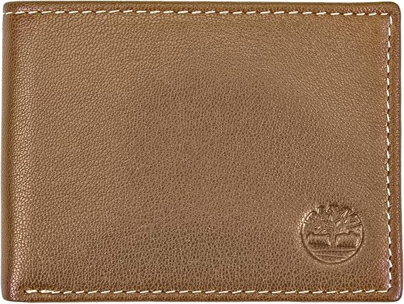 Timberland Men's Leather Passcase Bifold Wallet Hybrid, Tan, One Size