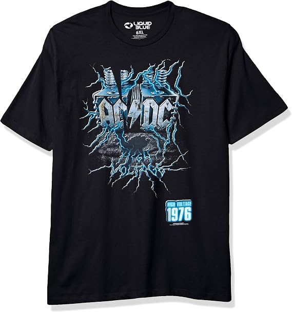 Liquid Blue Unisex-Adult Ac/DC Live Wire High Voltage Short Sleeve Tee