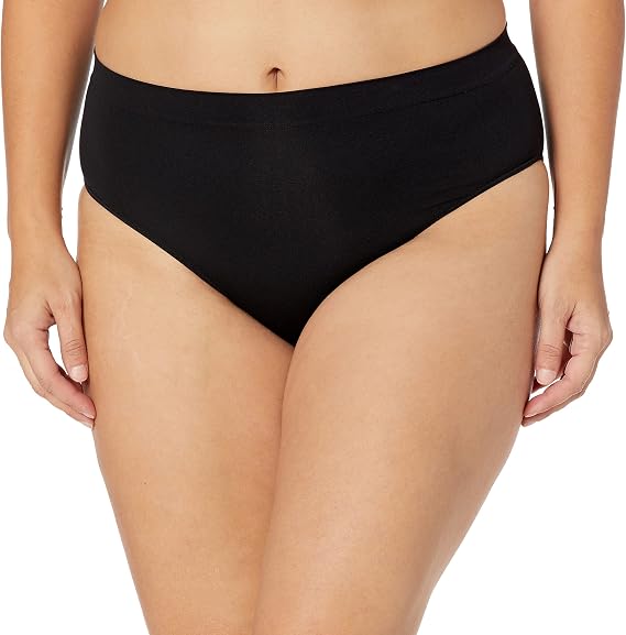 Pretty Polly Women's Eco Wear Seamfree Basic Briefs Panty - Biodegradable and sustainable- medium coverage, Black (Black), Medium/Large (10-14), 1 Piece