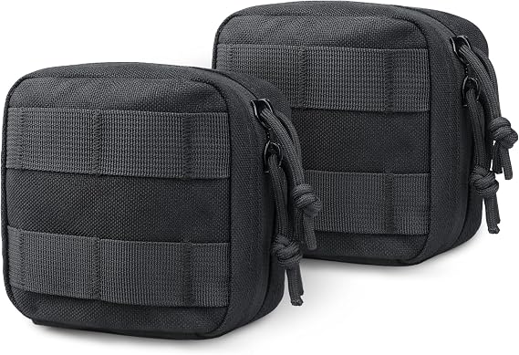 RXW 2 Pack Small Molle Pouch Mini Tactical EDC Belt Pouches | 4x4 GP Pouch Admin Compact Tool Utility Pouches Organizer Waist Belt Pouch for Man Including Removeable Clear ID Pocket