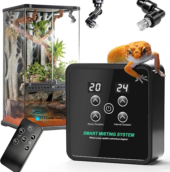 Reptile Mister Humidifier Reptile Mister System with Timer Auto Terrarium Misting System Reptile Fogger for Chameleons, Snakes, Frogs, Lizards & Turtles