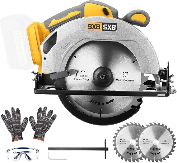 Circular Saw for Dewalt 20V Max Battery, 7-Inch Brushless Cordless Right-Blade Circular Saw, 8000 RPM, 0-45 Bevel, Power Tool for Wood PVC Cutting (Battery Not Included)