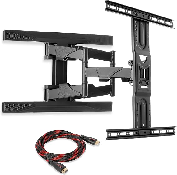 Mount Factory Heavy-Duty Full Motion TV Wall Mount - Articulating Swivel Bracket Fits Flat Screen Televisions from 42" to 70" (VESA 400 x 600 Compatible) - Tilt Swing Out Arm with 10' HDMI Cable