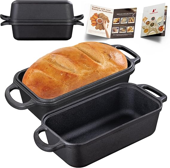 Cast Iron Loaf Pan with Lid 9x5 Inch,Sourdough Pan