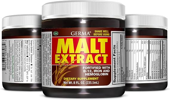 Germa Malt Extract Liquid Supplement - Pure Concentrated Barley Malt - 8 fl oz (236ml)