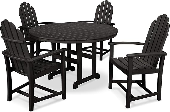 POLYWOOD Classic Adirondack Dining Set, Black
