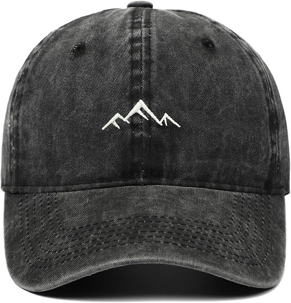 Black Mountain Hat for Men Women Embroidered Adjustable Baseball Caps