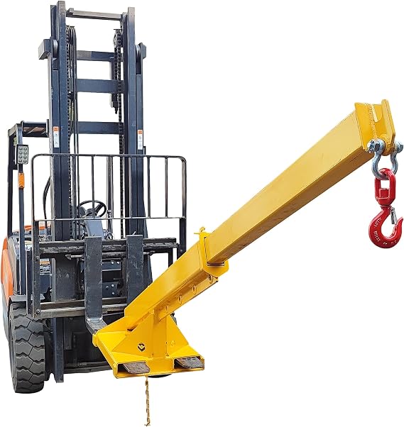 TECHTONGDA Fork Mounted Hoist Jib Boom Crane, 6600LB Capacity Telescopic Boom Lift Crane, 63"-98" Manual Telescoping, Forklift Mobile Crane Lifting Hoist, Forklift Boom Attachments Lifting Equipment