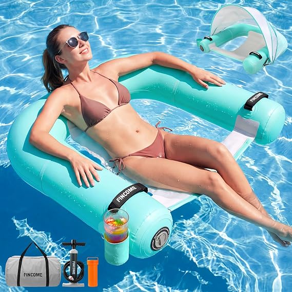 Pool Chair Float Adults Inflatable Pool Float Chair with Detachable Canopy