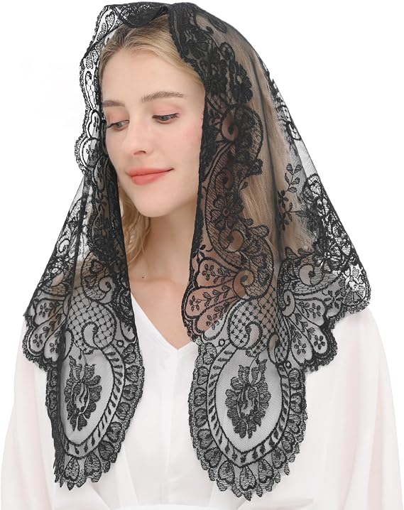 Triangular Mantilla Lace Head Covering Mass Catholic Church Veils