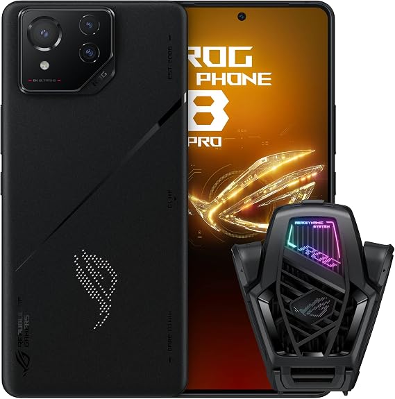 ASUS ROG Phone 8 Pro Unlocked Android Phone Bundle, US Version, 6.78" 165Hz AMOLED, 1TB Storage, 24GB RAM, 5500mAh Battery, 50MP Gimbal Camera, 32MP Front, Snapdragon 8 Gen 3, Dual-SIM, Phantom Black