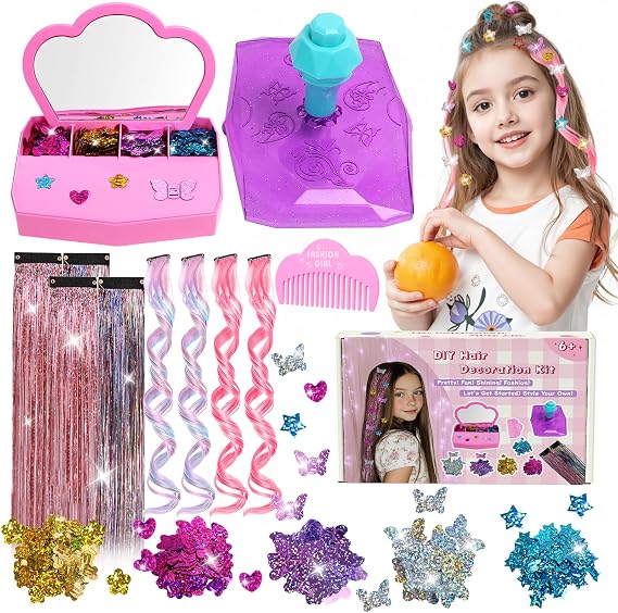 Pluspace Hair Gem Stamper Kit for Girls Ages 6-15, 600+ Hair Gems