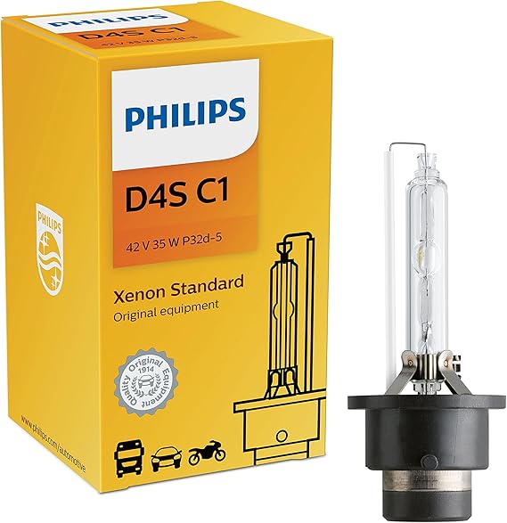 Philips Automotive Lighting D4S Authentic Xenon HID Headlight Bulb with 4200K Intense White Light, Fits Select High Beam and Low Beam Positions, 1 Pack