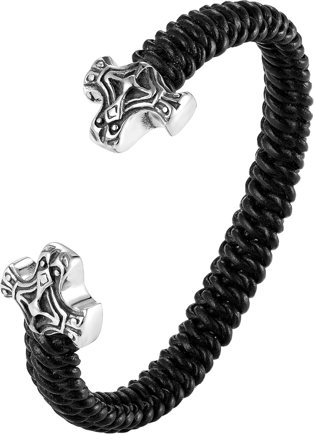Men’s Bracelets – Various Designs in Black, Silver, and Polished Finishes with Genuine Leather & Rust Resistant Stainless Steel – Jewelry Gift or Accessory for Men