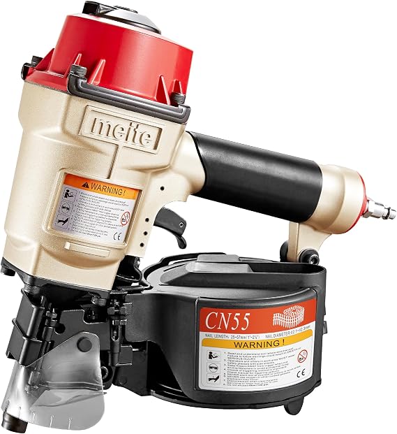 meite CN55 Coil Nailer Pneumatic Nail Gun for 15 Degree 1" to 2-1/4" Nails