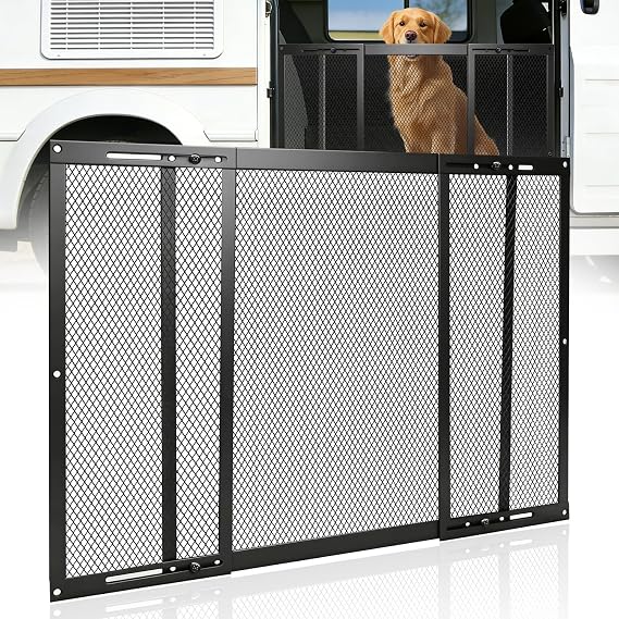 RV Entry Screen Door Protector Grille for Dogs, Adjustable RV Screen Door Guard 20Inch High - Fits Door Widths 22" - 31.5", RV Door Camper Screen Door Grill, Black-20Inch High
