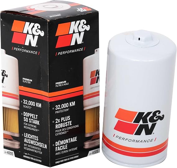 K&N Premium Oil Filter: 20,000 Mile Engine Protection with Wrench Off Nut: Compatible with Select 2011-2026 FORD (F250 Super Duty, F350 Super Duty, F450 Super Duty, F550 Super Duty, F650), HP-4005