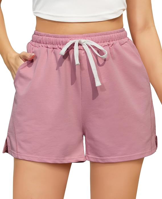 Vlazom Women's Casual Shorts High Waisted Elastic Comfy Sweat Athletic Bottoms for Summer Spring Beach Vacation S-XXL
