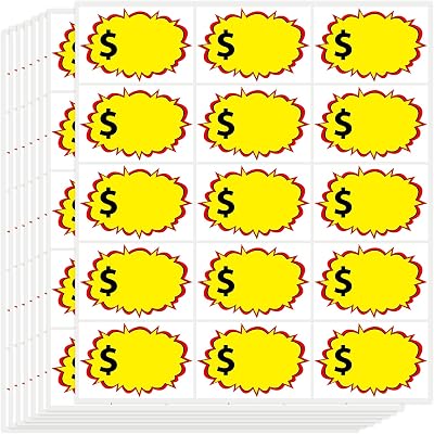 360Pcs Garage Sale Stickers, Self Adhesive Yard Rummage Sale Price Stickers with Large Blank Writing Space Removable Price Tags Sticker for Retail Market Yard Estate Sales