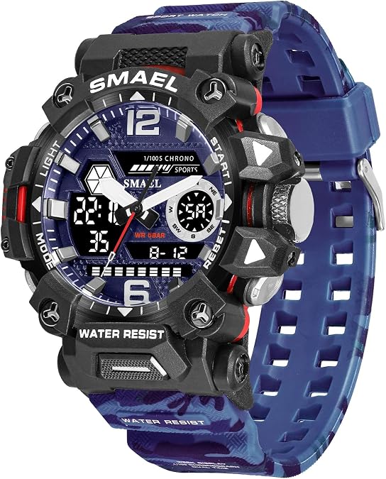 SMAEL 8072 Men Waterproof Watches Janpenese Quartz Chronograph Heavy-Duty Watch Men Alarm Electronic Wristwatch