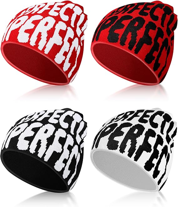 Toulite 4 Pcs Y2k Beanies Gothic Graphic Beanies Casual Streetwear Outdoor Hats for Men Women