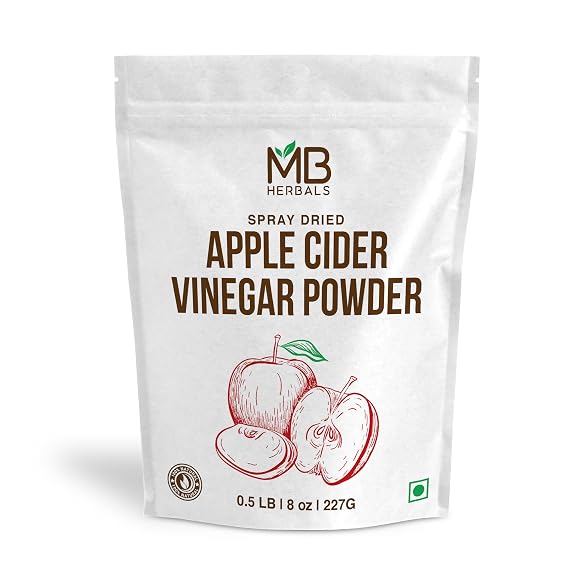 MB Herbals Apple Cider Vinegar Powder | 227G (8 oz/Half Pound) | 75 Servings | Spray Dried | Gluten Free | No Preservatives