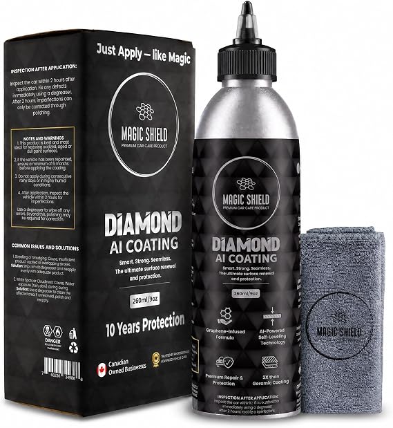 Magic Shield Diamond AI Liquid Graphene Ceramic Coating for Used Cars 8oz | Up to
