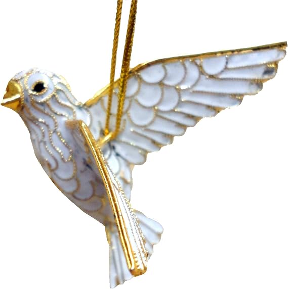Cloisonne Dove Hanging Ornament, Enamel on Copper