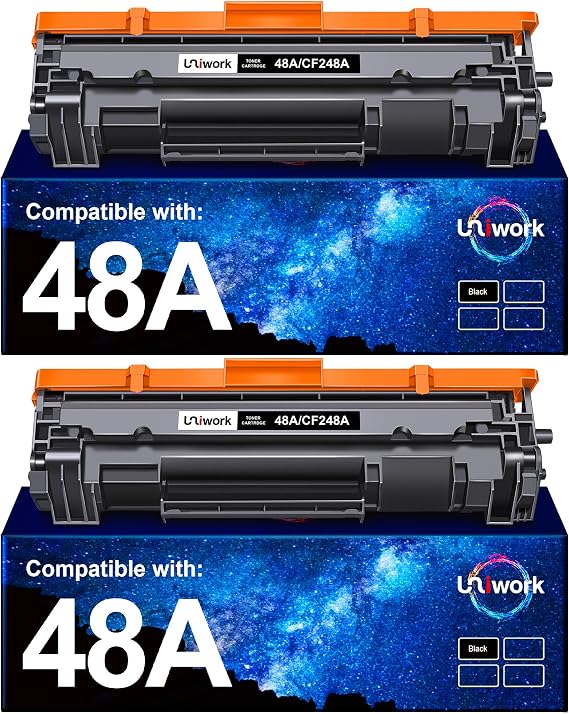 Uniwork 48A Toner Cartridges Replacement for HP 48A Toner Cartridge Black | 48A Toner Cartridge HP 48A CF248A 48A Toner Compatible for HP Pro M15w M29w M30w M31w MFP M28w M16w Printers (Black, 2 Pack)