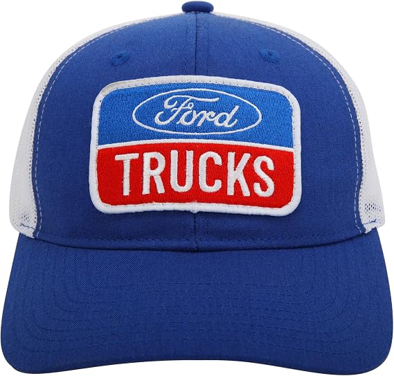Ford Trucks Chino Twill and Mesh Patch Trucker Hat | Baseball Cap for Men Blue