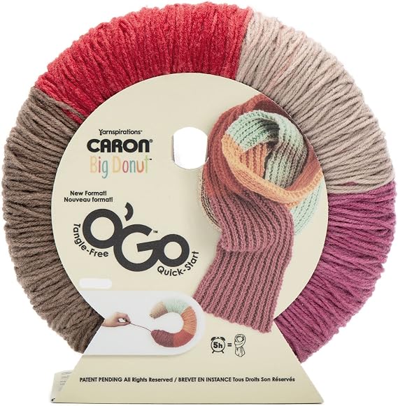 Yarnspirations Caron Big Donut O'Go Yarn Raspberry Glazed (9.9 oz/280 g), multicolored, 29006-296629