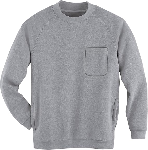 Collections Etc Men's Chest Pocket Comfortable Crewneck Sweatshirt