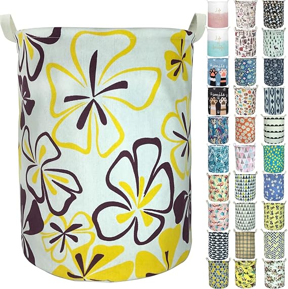 Merdes 19.7 Waterproof Foldable Laundry Hamper, Dirty Clothes Laundry Basket, Linen Bin Storage Organizer for Toy Collection (Flower)