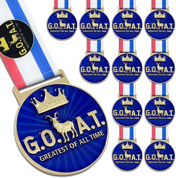 Goat Medal - 2'' Heavy Duty Goat Necklace, 3D Engraved Championship Trophy for Sports Awards, MVP Gifts & Collections