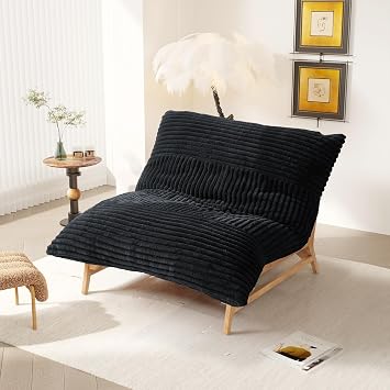 Oversized Black Lounge Chair, 51" Plush Fabric Sofa Chair, Modern Lazy Singlg Chairs, Comfy Accent Leisure Lounge Chairs for Living Room/Apartment/Small Space