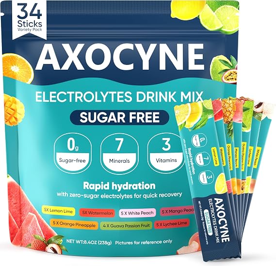 Electrolytes Powder Packets Sugar Free 34 Sticks Hydration Packets