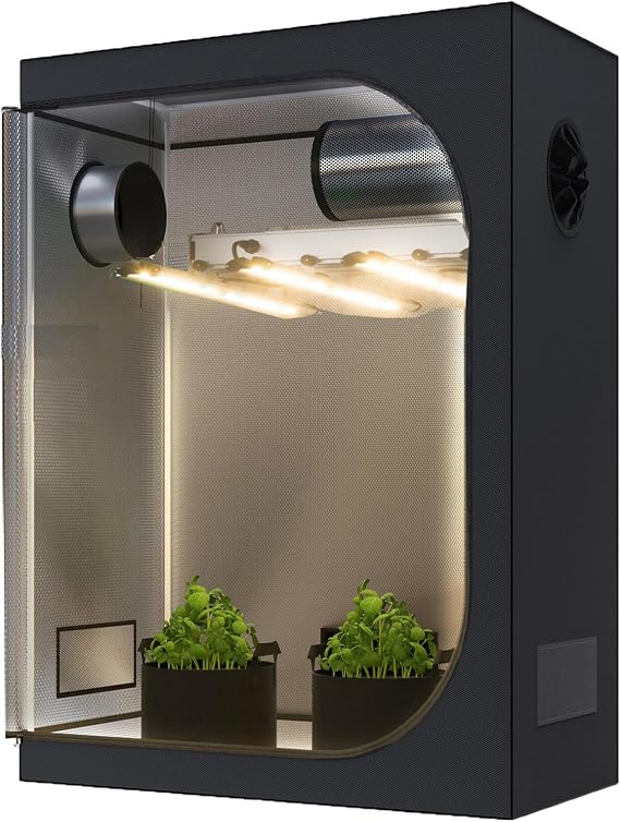 Hydroponics 48"X24"X72" Indoor Grow Tent Diamond Reflective Mylar 4'X2' Grow Tents House Dark Room with Floor Tray Indoor Gardening for Indoor Plant Tent Growing System